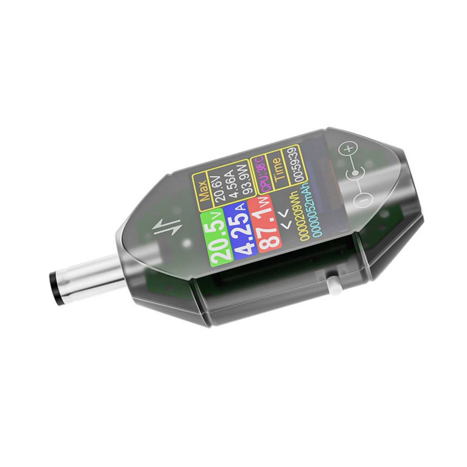 Rgybao Transparent Black Multifunctional 4.5-50V 12A Digital Current Tester 5.5X2.5mm Instrument Power Capacity Meter Equipment Power Consumption Tester
