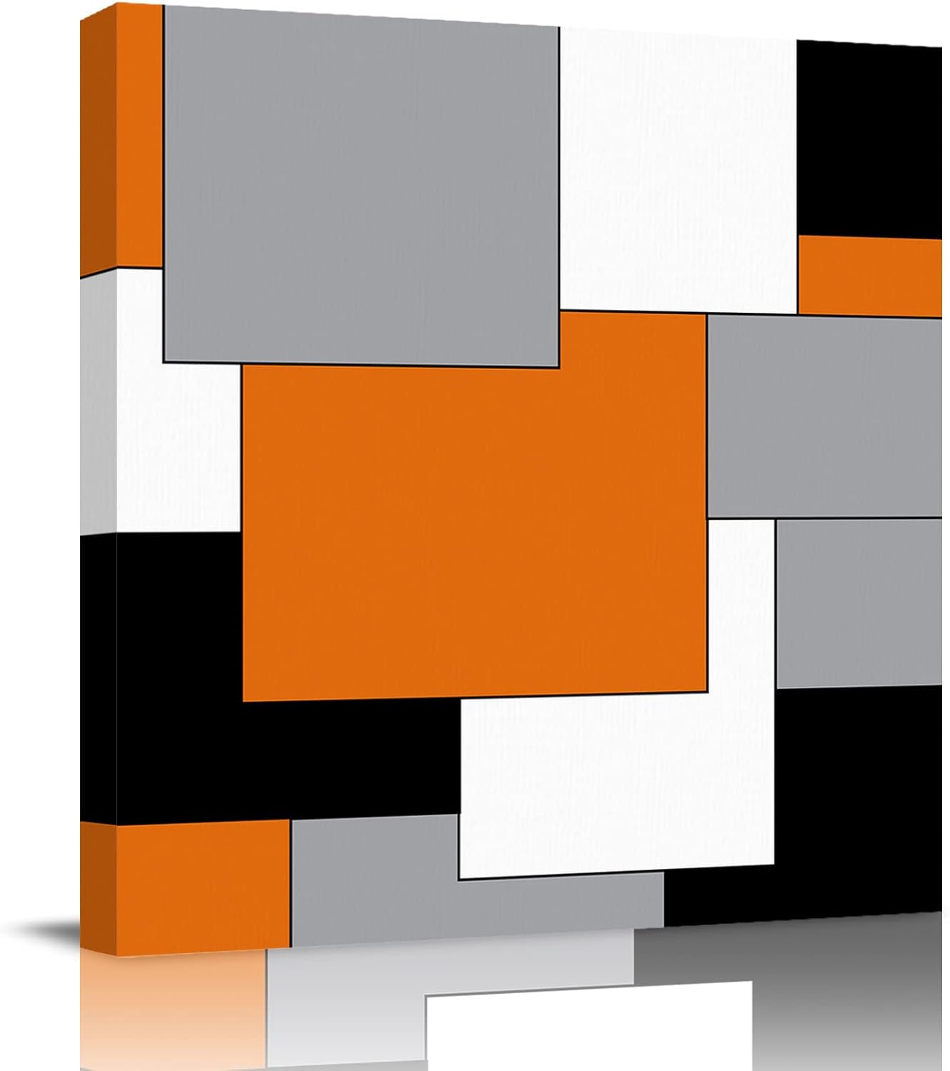 Wall Decor, Modern Abstract Art Grey Black White Orange
