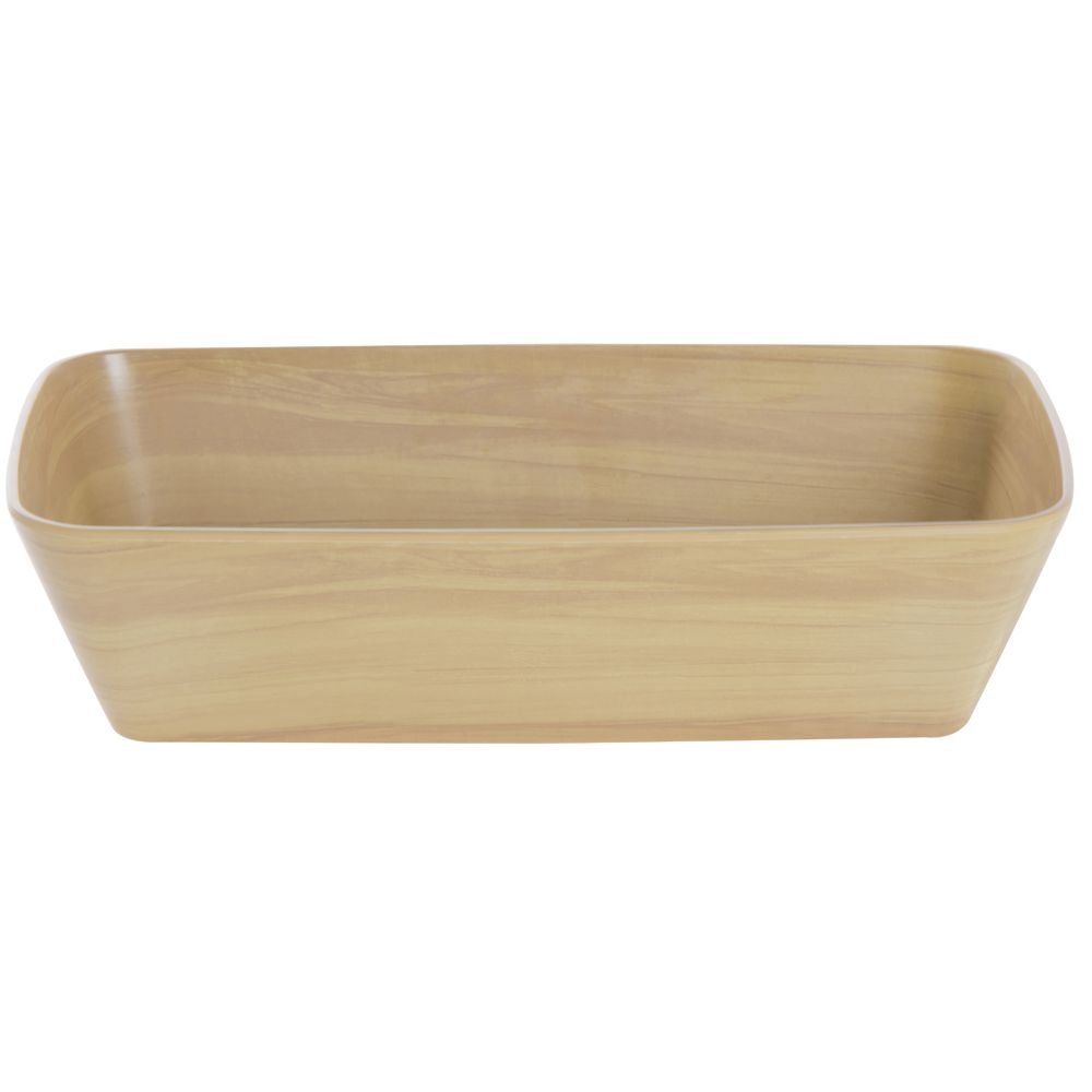 Serving Bowl Light Brown Wood Bowl Soft Square - 12 1/2"L x 7"w x 3 1/5"H by HUBERT – Melamine, Brown, Model M2341-LT WOOD