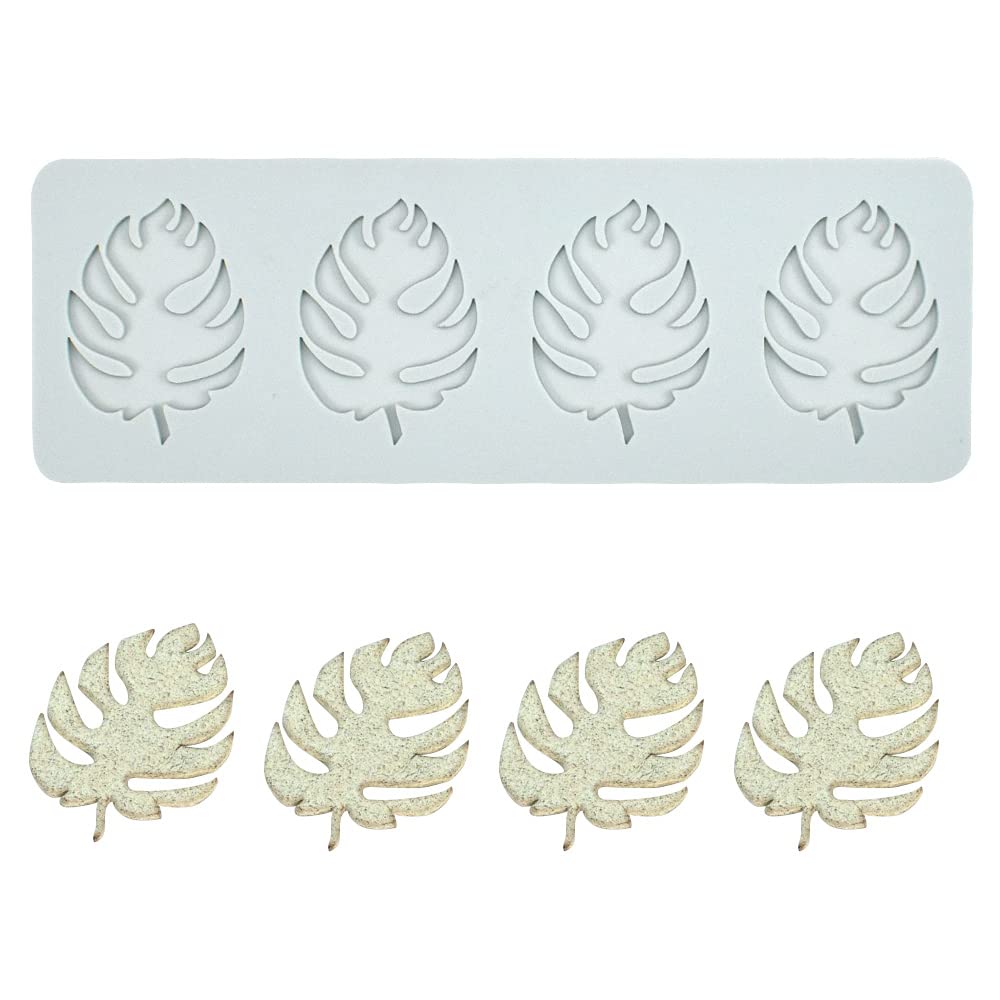 Silicone Mold Cake Embossing Mat Decorating Craft Tools Cake Silicone Mold Candy Mold for Baking Resin Soap Candy Cake Decor，Sugar Paste,Chocolate 4 Holes Turtle Leaf 3