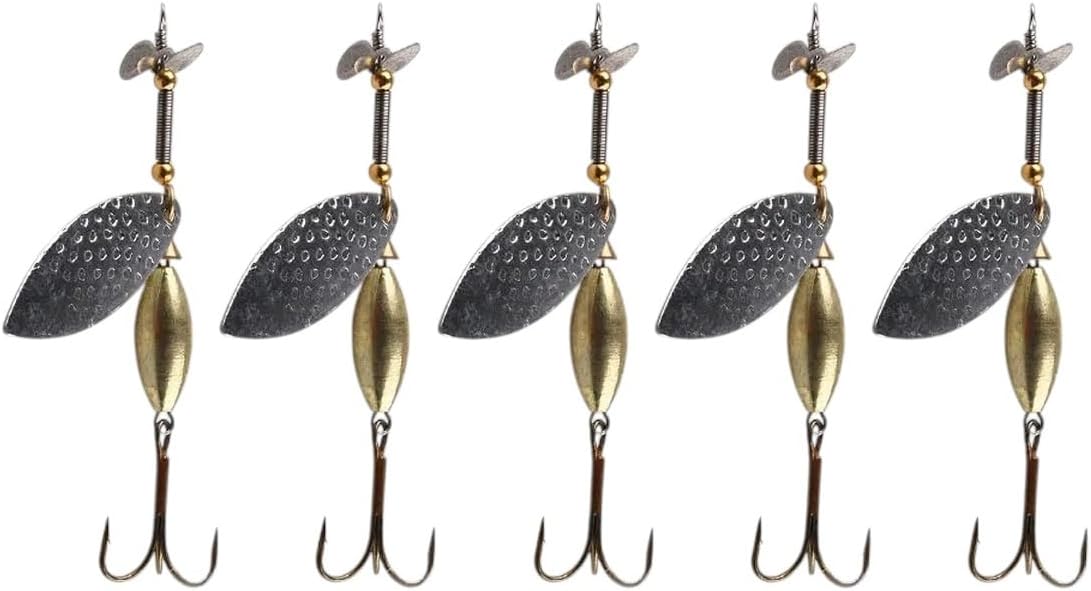 mSP111-Metal Sliver Rotating Sequins Spoon Lure Spinner Fishing Hard Bait with Feather Treble Hook Fishing Accessories