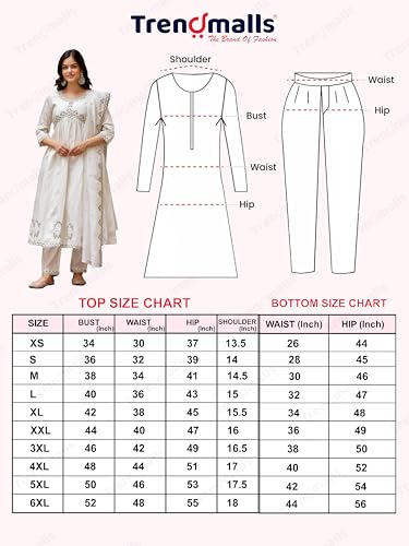 Image of TRENDMALLS Women's Chanderi Silk Embroidery Work Salwar Suit Set Kurta Pant with Dupatta For Women