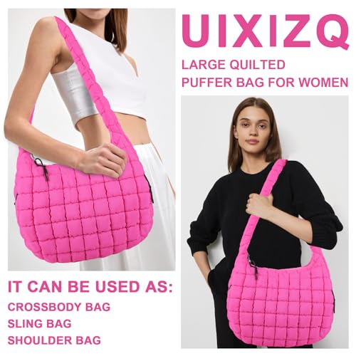 Image of Quilted Puffer Tote Bag Purse Puffy Crossbody Shoulder Bag,Lightweight Nylon Hobo Bag Puffer Carryall Bag for Women Girl