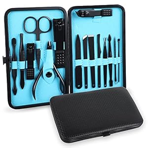 DOCOSS 15 IN 1 Stainless Steel Nail Cutter Kit Set For Men Women Manicure & Pedicure Kit IncludeS Filer, Acne Remover Needle with Leather Case 5 51KfrsaSikL. SL500 . SS300