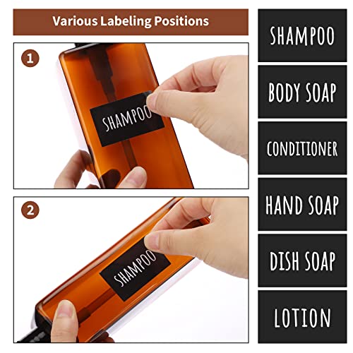 Image of Segbeauty Shampoo Bottles, 3pcs 16.9oz 500ml Refillable Pump Dispenser with Labels, Empty Reusable Plastic Press Bathroom Hotel Shower Containers for Shampoo Conditioner Body Soap Hand Soap Gel Amber