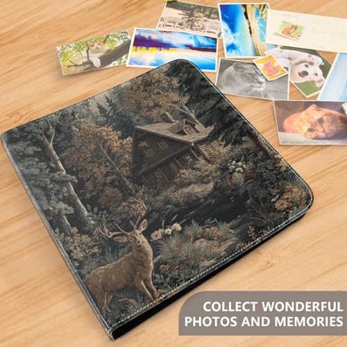 Álbum de Fotos Retro ALAZA con Diseño de Ciervo en el Bosque, Cubierta de Poliuretano, Encuadernación de 3 Anillas, para Bodas, Viajes y Recuerdos Familiares miniatura 4