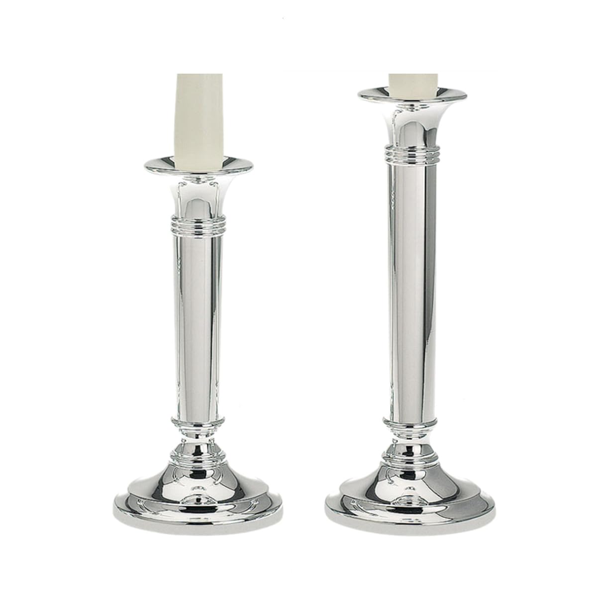 Kerzenleuchter Sylt 2er Set (H 23 cm & 18 cm) Silber Plated Versilbert Elegante Tischdeko Inkl. Geschenkbox
