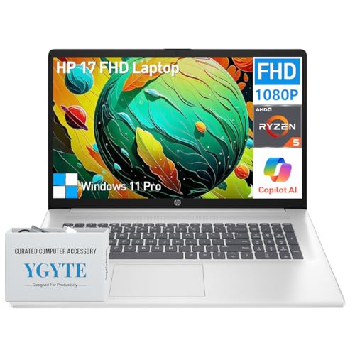 Image of HP 17 Inch Laptop Computer, 17.3 IPS FHD Business Laptop PC, AMD Ryzen 5 (6-Cores), 16GB RAM 1TB SSD, Windows 11 Pro, 10-Key Number Pad, WiFi 6, HDMI, USB-C