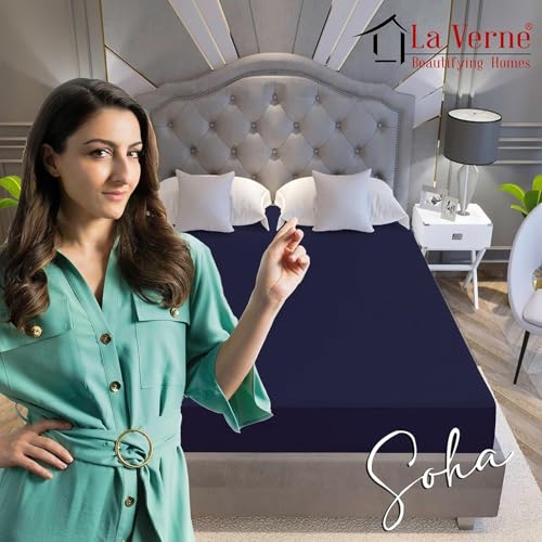 Image of La Verne 100% Waterproof Premium Cotton Feel Mattress Protector Queen Size 78 x 60 Inches | Breathable and Hypoallergenic Ultra Soft Fitted Bed Protector Cover