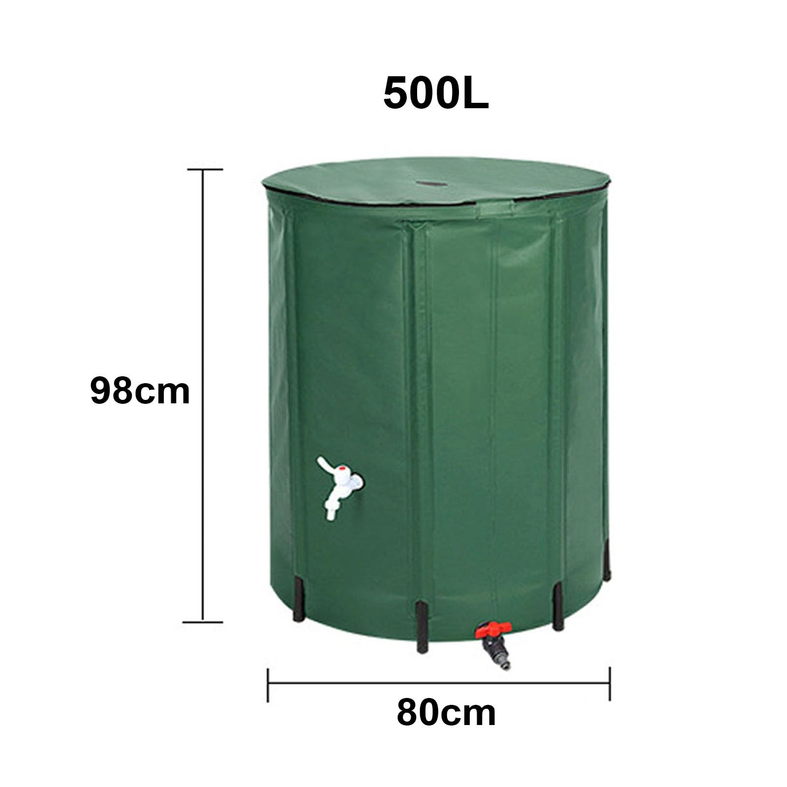 Réservoir d'eau de pluie portable de 500 L - Récipient d'eau Sto avec robinet - Réservoir d'eau d'extérieur léger pour une collecte d'eau respectueuse de l'environnement