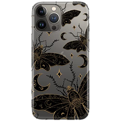 Cavka Phone Case Compatible With Iphone 14 13 Pro Max 12 Mini Se 11 Xr Xs 8 Plus 7 6S Witchcraft Constellation Occult Death's Head Hawk Moth Clear Tpu Protective Silicone Slim Flexible Bumper Cover #TOP4