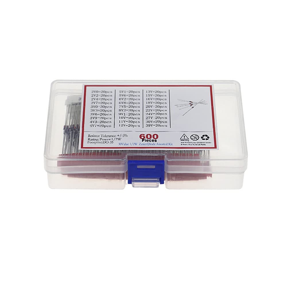 Diode Zener 0.5W kit assorti de 600 pièces 30 valeurs pour vos montages
