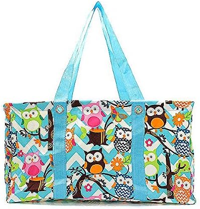 Handbag Inc Owl Chevron Stripe All Purpose Large Utility Tote Bag with Collapsable Wire Frame