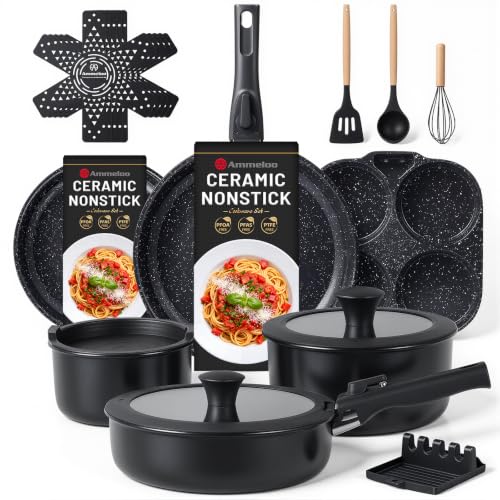 Ammeloo 21-Piece Ceramic Pots And Pans Set Non Stick