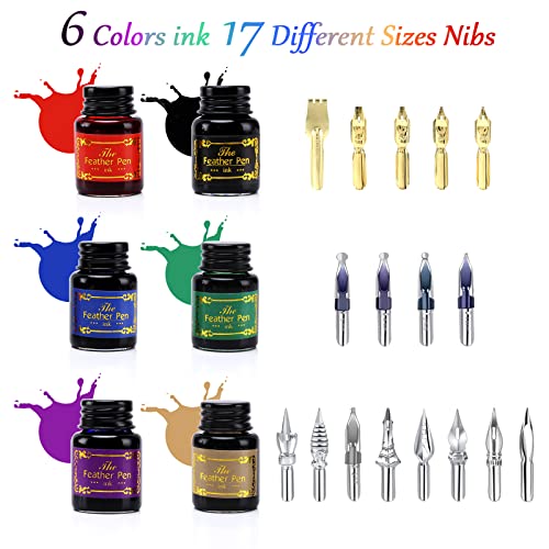Junhartt JUNHARTT03 Quill Feather Pen And Ink Set, Calligraphy Pen Glass Dip Pen And Wax Seal Stamp Kit  thumb #4