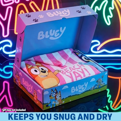 Image of Get Trend Bluey Bath Towels with Hood for Girls, Soft Absorbent Cotton Beach Towel, Swimming Pool Hooded Poncho, Shower Bath Travel Cozy for Girls Ages 2-6 (Multi Bluey)