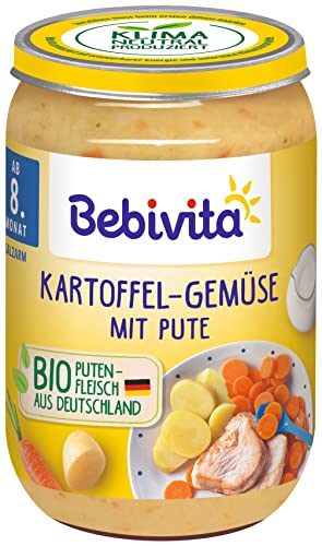 Bebivita Menüs ab 8. Monat Kartoffel-Gemüse mit Pute, 6er Pack (6 x 220 g), Mittel