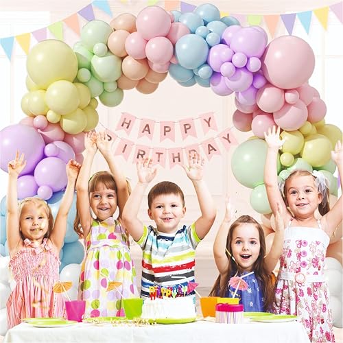 Image of Balloon Decoration Kit - 142 Pcs Pastel Balloons for Birthday, Weddings, Anniversary & New Year Events Garland Set | Birthday Decoration Items for Kids & Adults