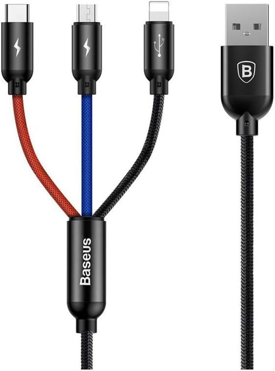 Baseus 3 en 1 Cable de carga USB múltiple Cable de datos de sincronización de carga