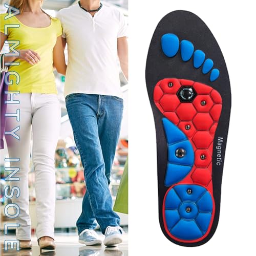 Image of Massage Insoles Acupressure Magnetic for Women and Men Orthopedic Insoles for Comfort and Support Pain Relief Foot Massage Plantar Foot Health Care (M (27.5 * 9.1cm))