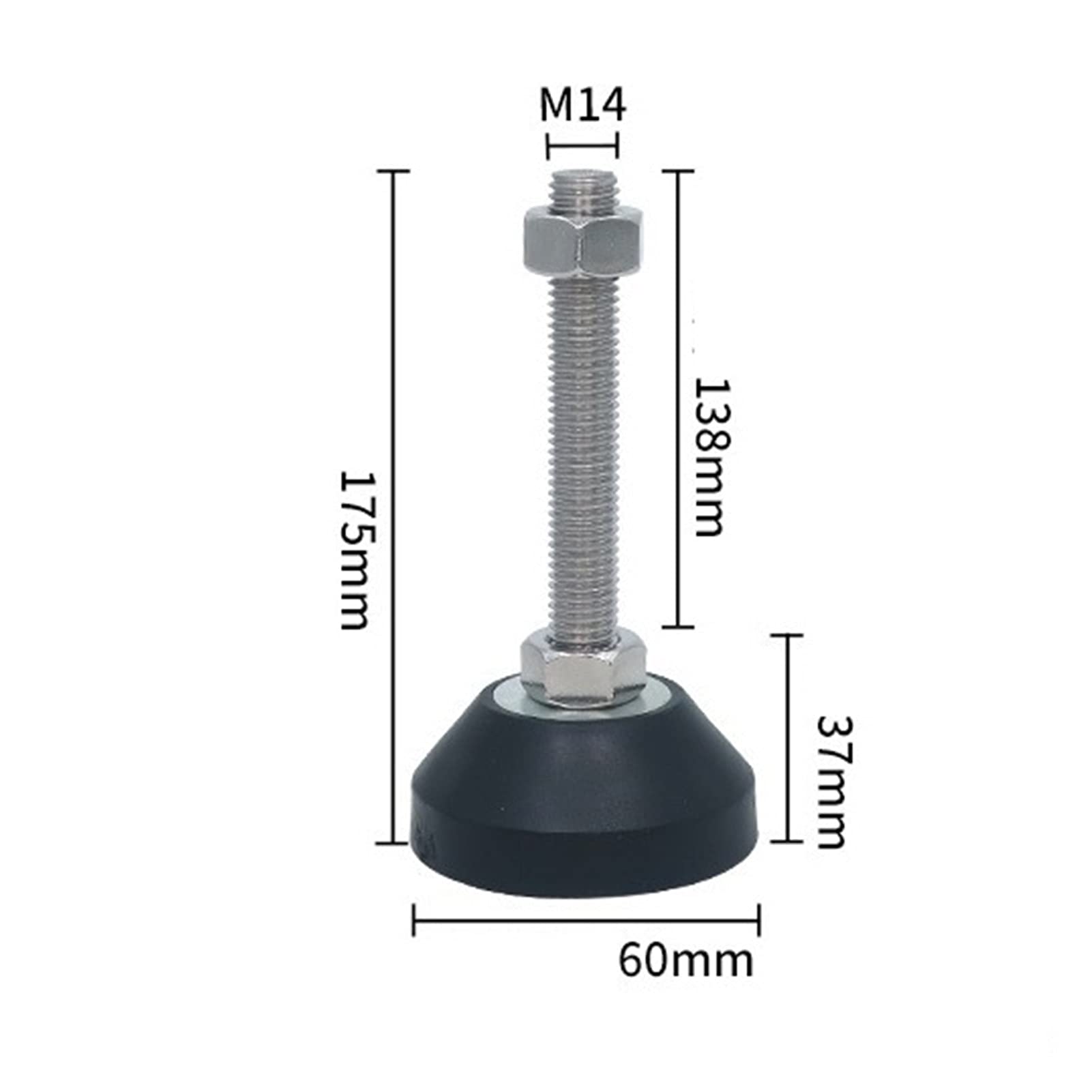 Piedini per mobili, Set da 10 Pezzi di Piedini Regolabili, Base in Gomma Solida, Piedini incernierati, Gambe for mobili, Piedini di livellamento(60*m16*120 mm)