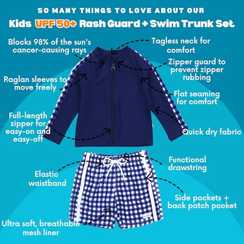 Image of SwimZip Boys' Long Sleeve Rash Guard & Swim Shorts Set - UPF 50+ Sun Protection