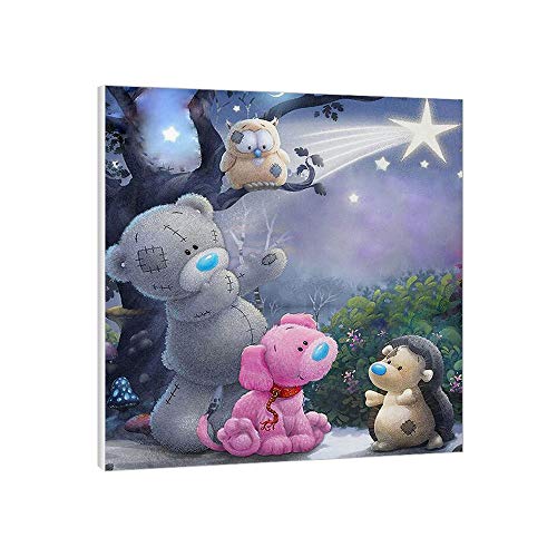 USUN Kit de broderie diamant 5D avec cadre pour adultes et enfants, parfait pour la décoration murale de la maison, 23,9 x 23,9 cm (Happy Bear) Cover