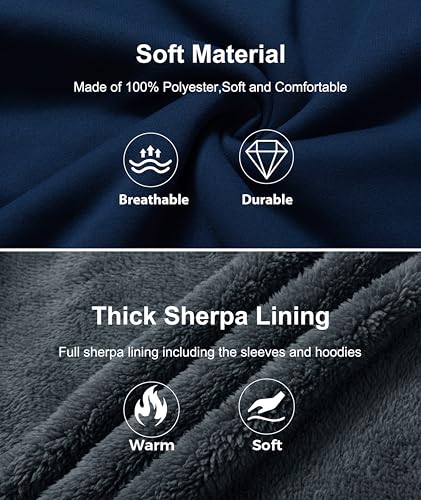 Little Beauty Fleece Hoodies for Men Winter Thick Jackets Sherpa Lined Zip Up Sweatshirt With Kanga Pocket 5