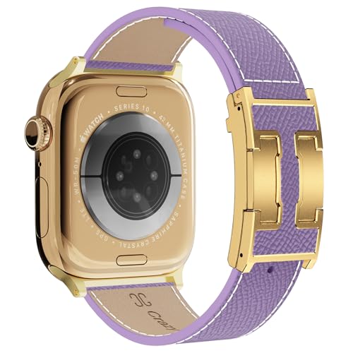 Lederarmband Kompatibel mit Apple Watch Armband 38mm 40mm 41mm 42mm 44mm 45mm 46mm 49mm, Echtes Leder Ersatzarmbänder für iwatch SE 3/2/1 Series11 10 9 8 7 6 5 4 3 2 1 Ultra 3/2/1