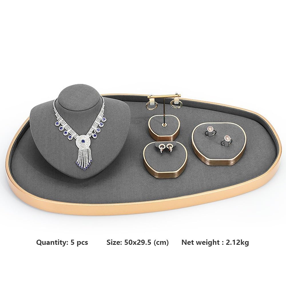 Porte-bijoux Ensemble de plateaux à bijoux, collier, boucles d'oreilles, velours doux