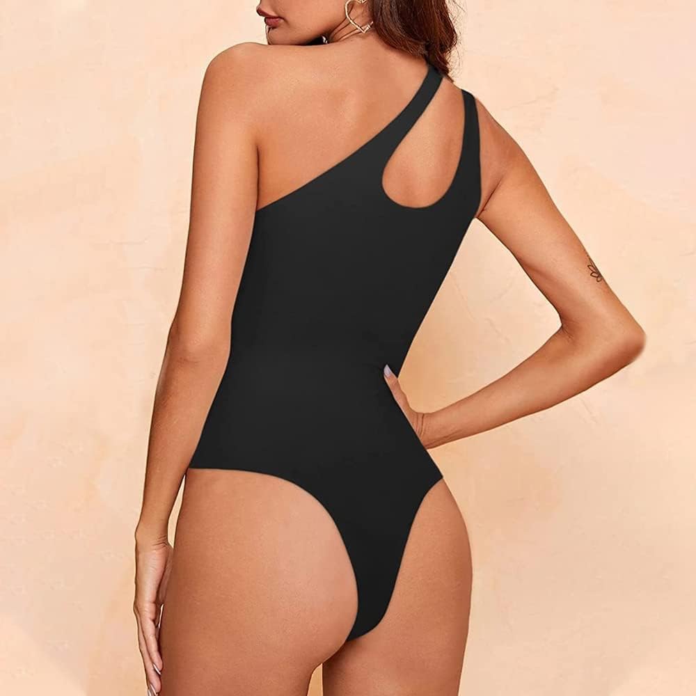 Body Donna senza Maniche Monospalla Asimmetrico Bodysuit Contenitivo Modellante Outfit Estivi Bodysuit Elegante versatile Top Aderente