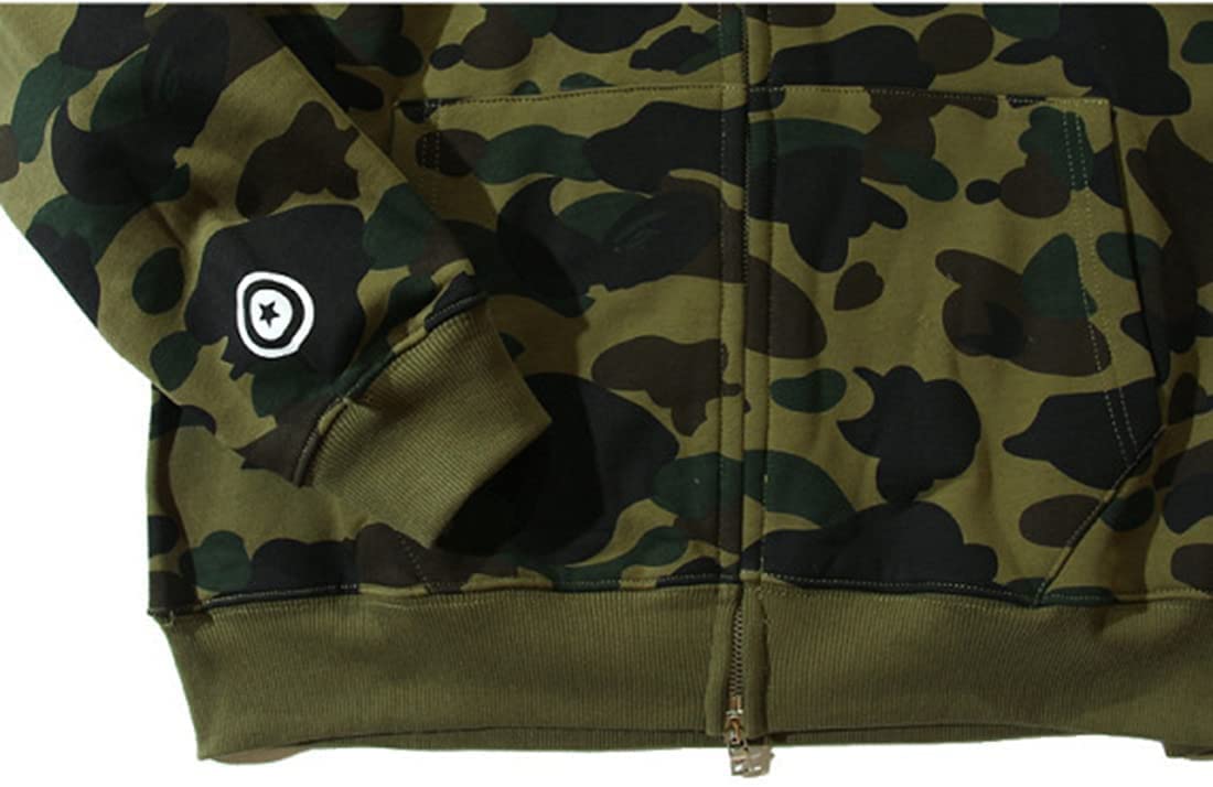 Shark Hoodie Herren Camo Shark Print Jacke Langarm Sweatshirt Camouflage für Männer Teenager