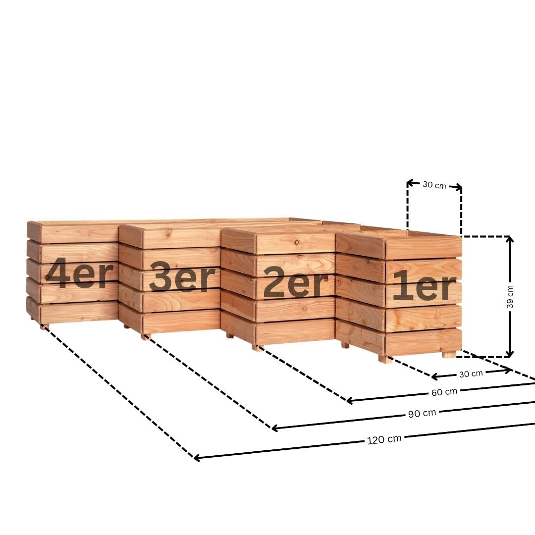Mega Holz Pflanzkübel MODULO 120x30x39 cm (BxTxH) - wetterfester Blumenkasten aus heimischen Lärchenholz - Blumenkübel aus witterungsbeständiger Lärche für Garten, Terrasse und Balkon, Modular, Holz