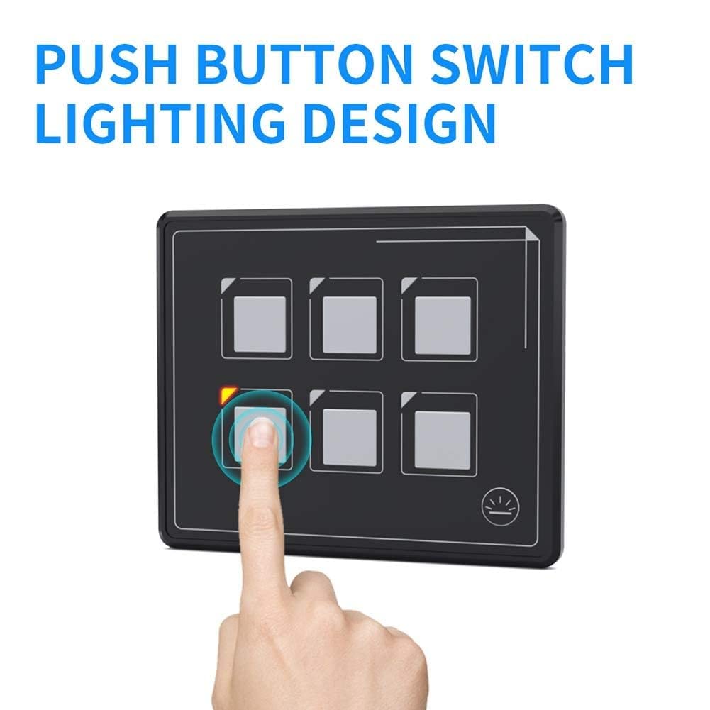 FOOJo Interruptor de Panel táctil, 12-24V Coche Universal 6P LED Interruptor de Panel de Control de Membrana táctil Accesorio electrónico