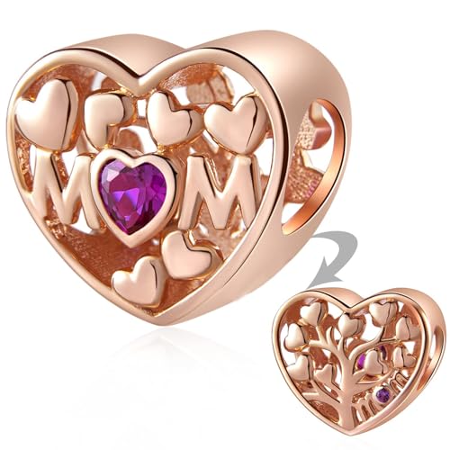 EMOSTAR Mothers Day Series Charms, 925 Sterling Silver Mother Daughter Sister, Tree Man, Family Tree of Love, Best Friend, Mom Heart Beads, Gifts for Family/European Women Bracelet, Metal Rose Gold