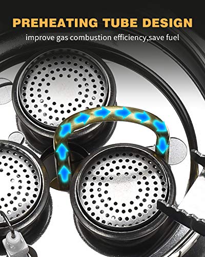 Bulin 6800W Camping Gas Stove Burner, Windproof Backpacking Hiking Stove, Portable Lightweight Outdoor Folding Propane Camp Stove with Piezo Ignition, Adjustable Burner, Heavy Duty, Stainless Steel