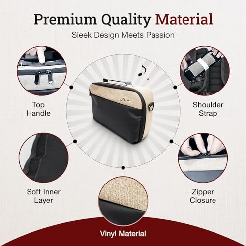 Harmo Pro case - Harmonica Carry Case - Harmonica Storage & Carrying Case With Shoulder Strap for 14 Harmonicas Hohner Built-in Mic & Cable Pockets - Designed in the USA by a pro player
