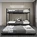 QSOSTNS Twin Over Twin Bunk Bed with Trundle, Heavy Duty Bunk Beds Frame with Side Ladders Convertible Bunkbed with Safety Guard Rails, No Box Spring Needed (Black)