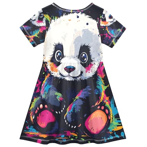 Cute Panda Tie Dye Black Toddler Girls Dresses 2t Summer Clothes Kids Western Dress Little Girl2
