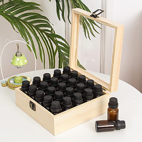 Essential Oil Storage Box High Capacity Glass Lid Wooden Essential Oils Display Organizer Stand Holder for 15 ml Bottles Nail Polish Collection - Image 4