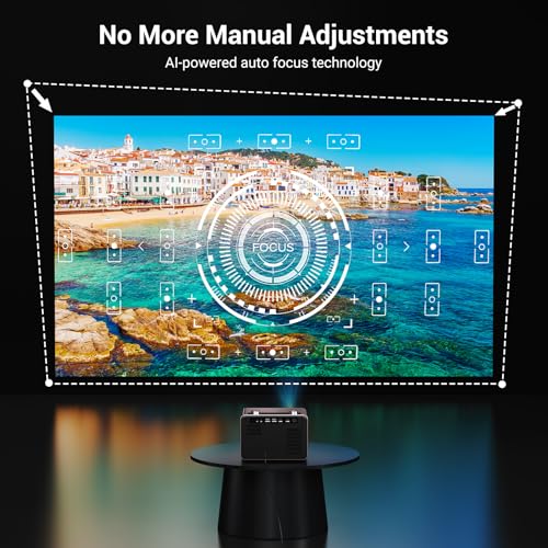Image of 2000 ANSI Lumens Built-in Streaming App Full HD Smart Projector, HAPPRUN Native 1080P Movie Projector with Auto Focus, WiFi and Bluetooth, 300'' Large screen, Suitable for Home, Outdoor and Indoor | 4K Decoding Smart Movie Projector | WiFi and Bluetooth, Auto Focus & Keystone, Outdoor and Indoor