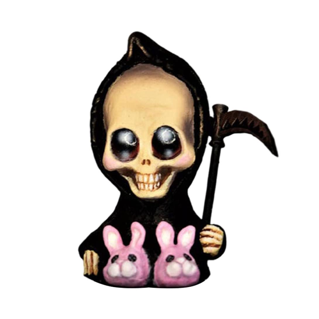 CNAFGBGG Halloween Grim Reaper Doll Baby Death Sculpture with Scythe Resin Gothic Fantasy Figurine Style 3..