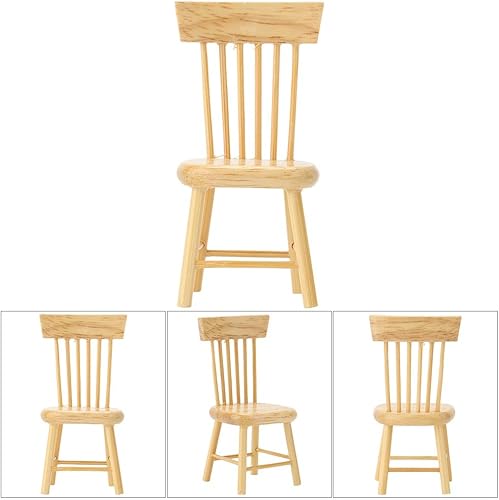 Miniatura 6 de Vbestlife Silla de casa de muñecas modelo de muebles en miniatura silla de comedor de madera muebles para casa de muñecas 112 accesorios de casa de