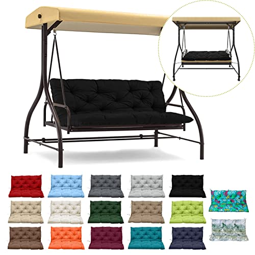 RUFXIEZW Outdoor Waterproof Porch Swing Cushion Replacement, Black, 47x40in
