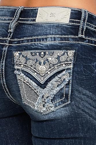Miss Me Women's Midnight Rodeo Mid Rise Bootcut Jeans with Faux Flap Pockets4