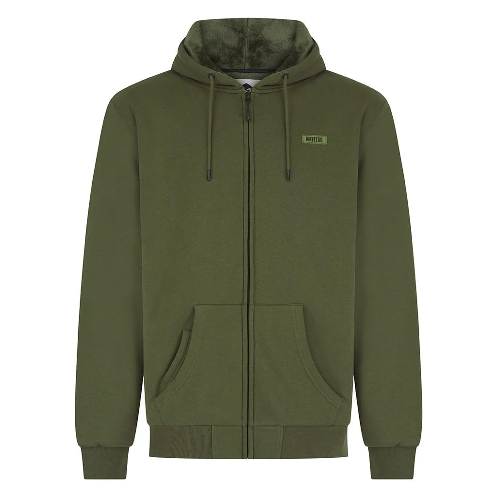 Navitas Sherpa Zip Hoody - Green - Carp Fishing Camping Outdoor Warm Clothing (UK, Alpha, 3XL, Regular, Regular, Green)