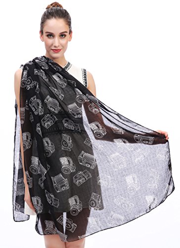 Lina & Lily Vintage Camera Print Scarf Lightweight4