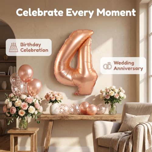 Image of YPSelected 32 Inch Large Foil Helium Number Balloon Birthday Wedding Party 0-9 (Orange, 4)