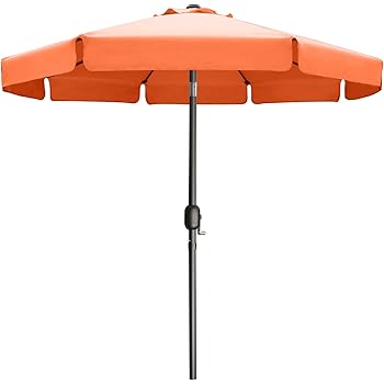 Amazon Com 9 Outdoor Garden Table Umbrella Patio Umbrella Market Umbrella With Push Button Tilt For Garden Deck Backyard And Pool 8 Ribs 13 Colors Orange Garden Outdoor