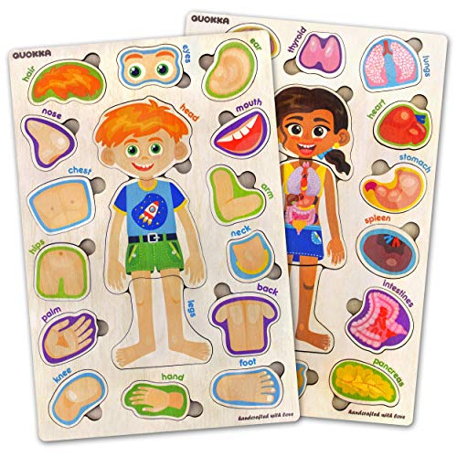 Image of QUOKKA Puzzles for Kids – Montessori Puzzles for Toddlers 3-5 – Preschool Game Learning Human Body Parts Anatomy Skeleton – Educational Toys for Boy & Girl